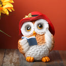 Estatueta Decorativa Coruja Leitora com Chapéu Vermelho