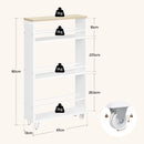 Carrinho de Servir com Rodas WOLTU – 3 Andares em Madeira com Freios