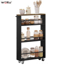 Carrinho de Servir com Rodas WOLTU – 3 Andares em Madeira com Freios