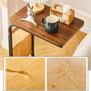 Mesa Lateral C-Shaped com Rodízios 360° – Acabamento em Cortiça e Design Portátil