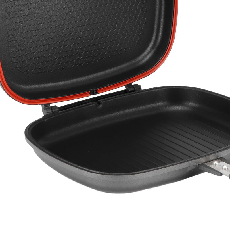 Frigideira Grill Dupla Face Portátil 32cm com Cabo Anti-Queimadura