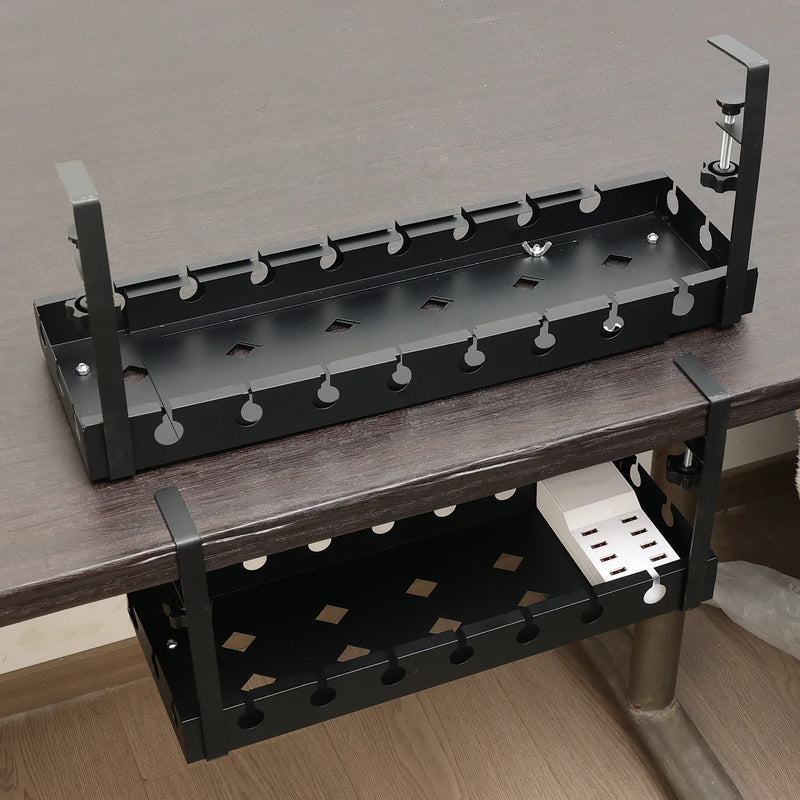 Organizador de Cabos Metálico Ajustável 40-74cm para Escritório e PC – Suporte para Roteador e Fios