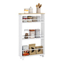 Carrinho de Servir com Rodas WOLTU – 3 Andares em Madeira com Freios