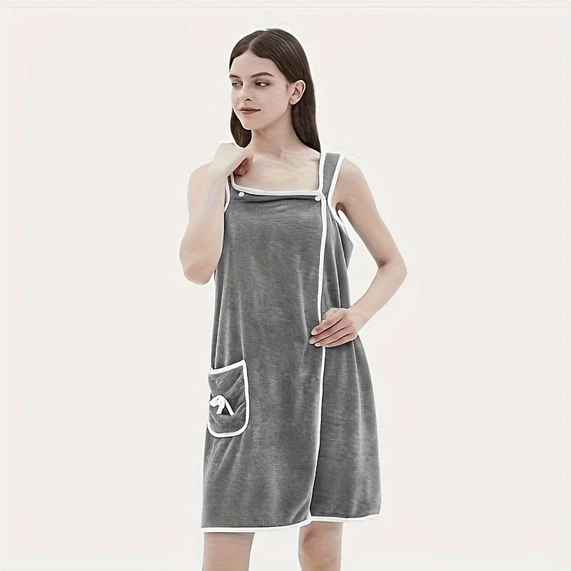 Toalha Roupão Feminino para Banho, Estilo Saia Longa, Absorvente, Lavável – Para Adultos