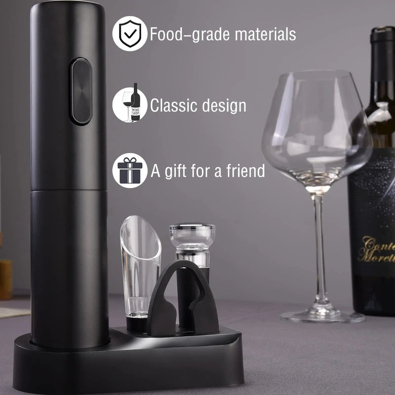 Abridor de Vinho Elétrico Automático com Base de Armazenamento