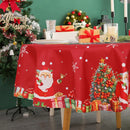 Toalha de Mesa Natalina Redonda – Estampa Papai Noel e Guirlanda Festiva