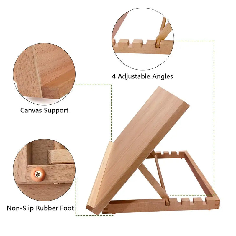 Cavalete de Pintura Ajustável A3 – Suporte Dobrável com Superfície Lisa e 4 Ângulos Reguláveis