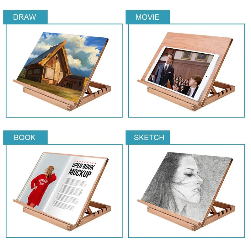 Cavalete de Pintura Ajustável A3 – Suporte Dobrável com Superfície Lisa e 4 Ângulos Reguláveis