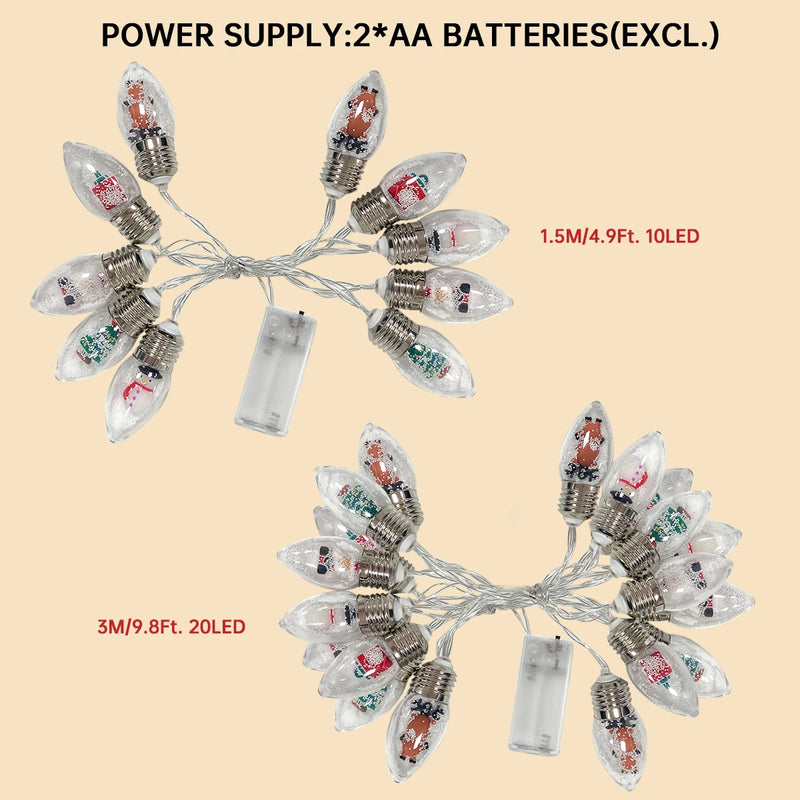 Luzes Decorativas de Natal com Mini Enfeites Internos