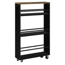 Carrinho de Servir com Rodas WOLTU – 3 Andares em Madeira com Freios