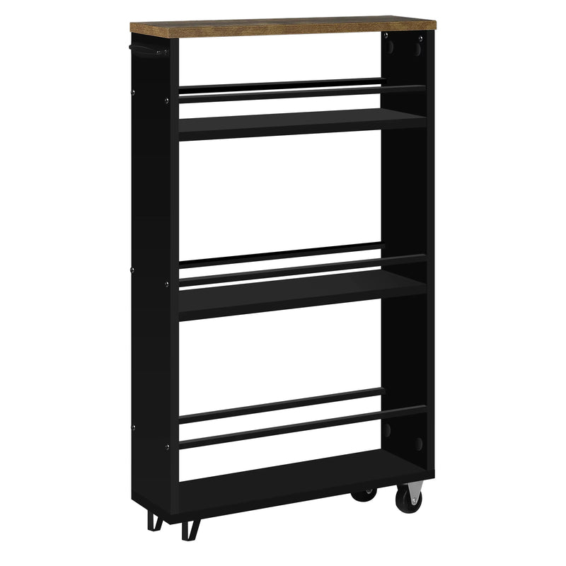 Carrinho de Servir com Rodas WOLTU – 3 Andares em Madeira com Freios