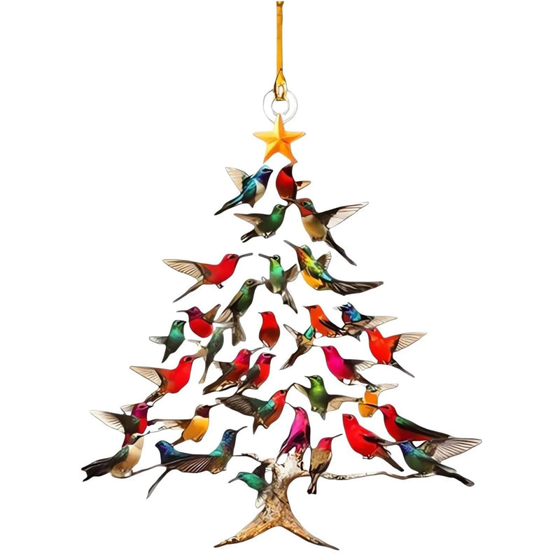 Enfeite de Natal – Árvore de Beija-Flores Coloridos