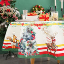 Toalha de Mesa Natalina Redonda – Estampa Papai Noel e Guirlanda Festiva