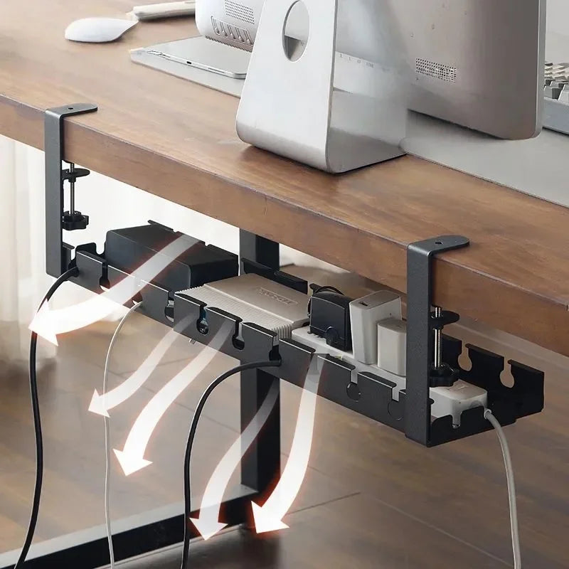 Organizador de Cabos Metálico Ajustável 40-74cm para Escritório e PC – Suporte para Roteador e Fios