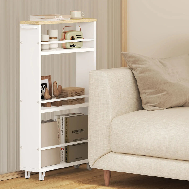 Carrinho de Servir com Rodas WOLTU – 3 Andares em Madeira com Freios