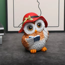 Estatueta Decorativa Coruja Leitora com Chapéu Vermelho